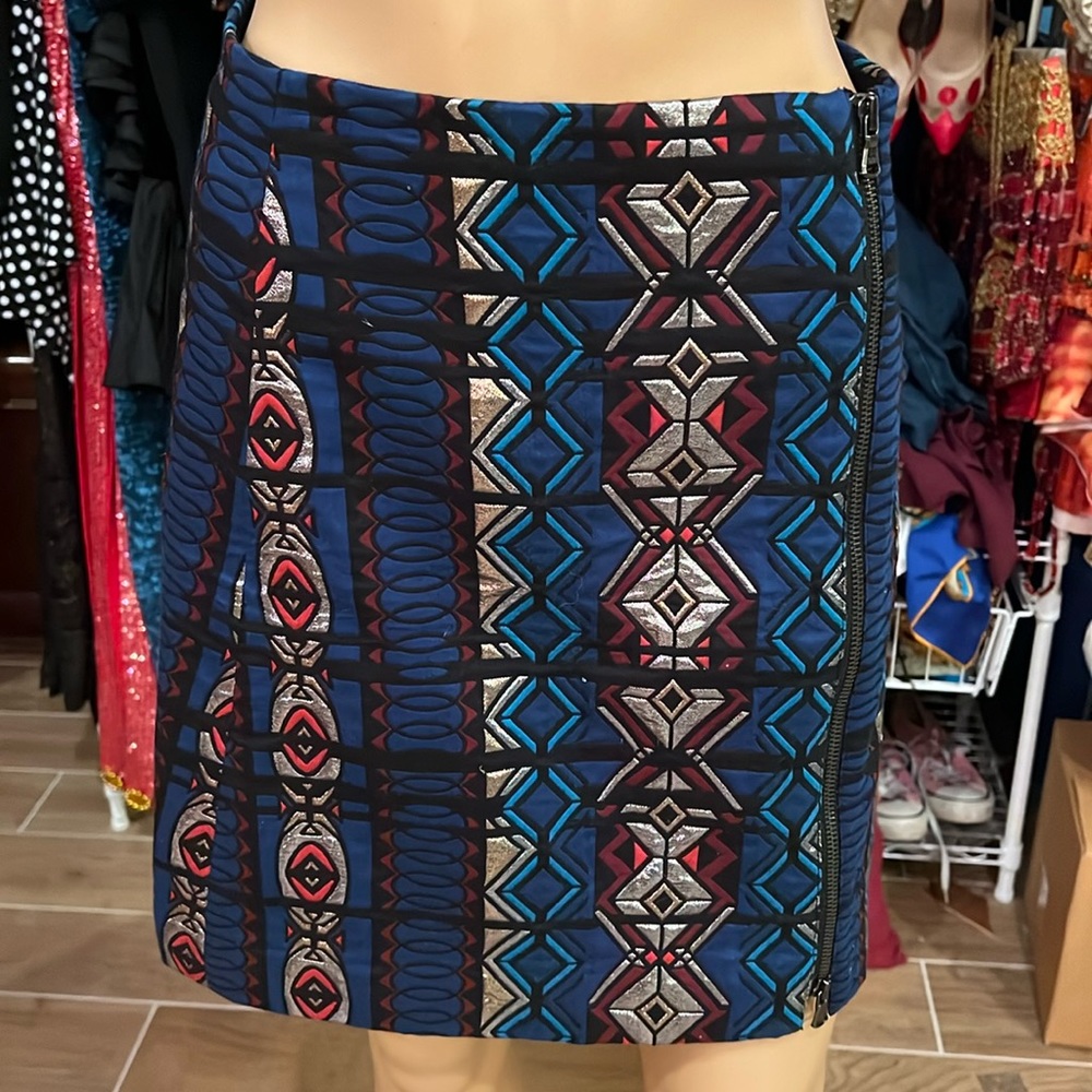 J. Crew geometric zipper slit mini skirt size 2